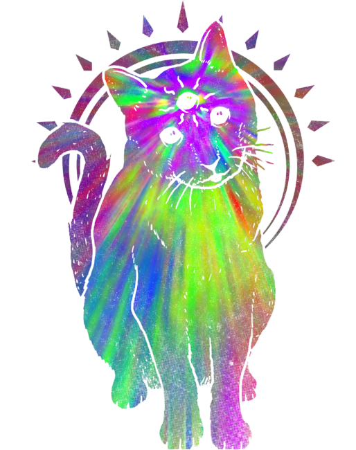 Psychic psychedelic trippy cat by biotwist