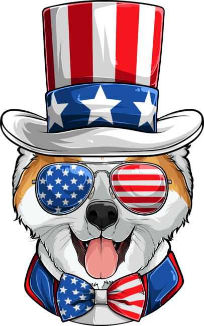 4th Of July Brown &amp; White American Akita Dog USA Flag Hat
