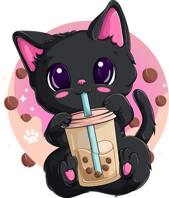 Kawaii Cute Cat Maneki Neko Boba Bubbles Tea