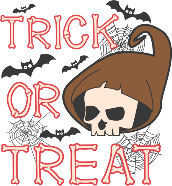 Typography Trick Or Treat Skull And Bone