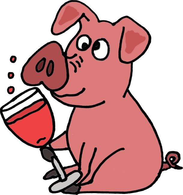 Cool Funny Pig Drinking Wine Cartoon