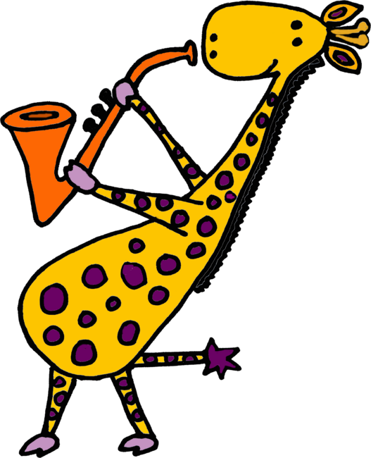 Cool Funny Giraffe Jazzing with Saxophone