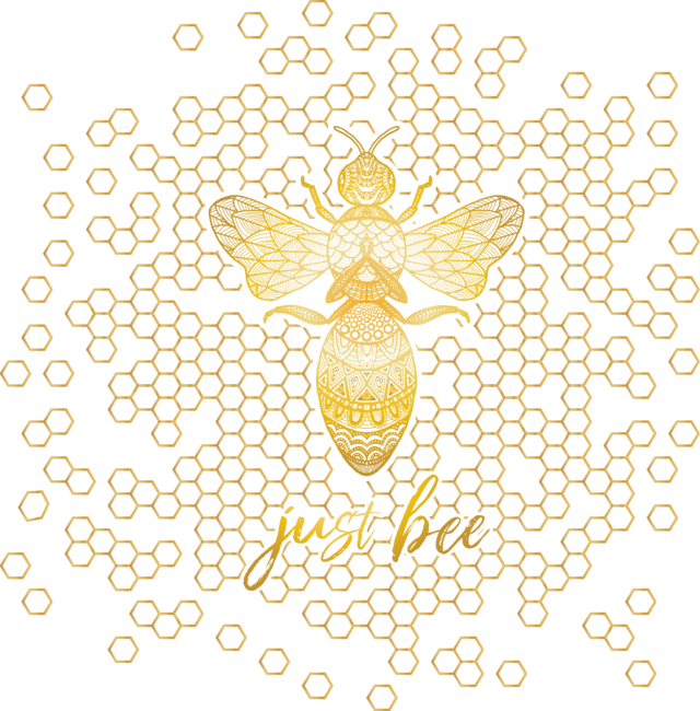Just Bee - Golden Geometric Zen Bee Meditating
