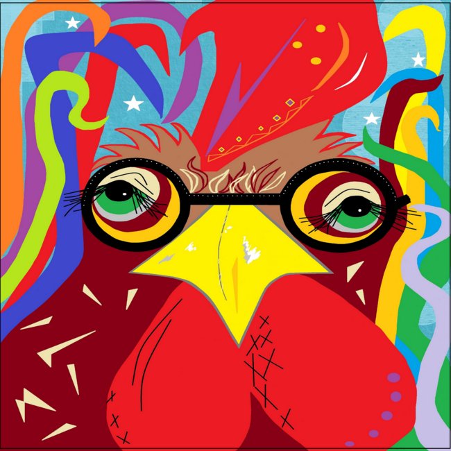 Rooster with Glasses