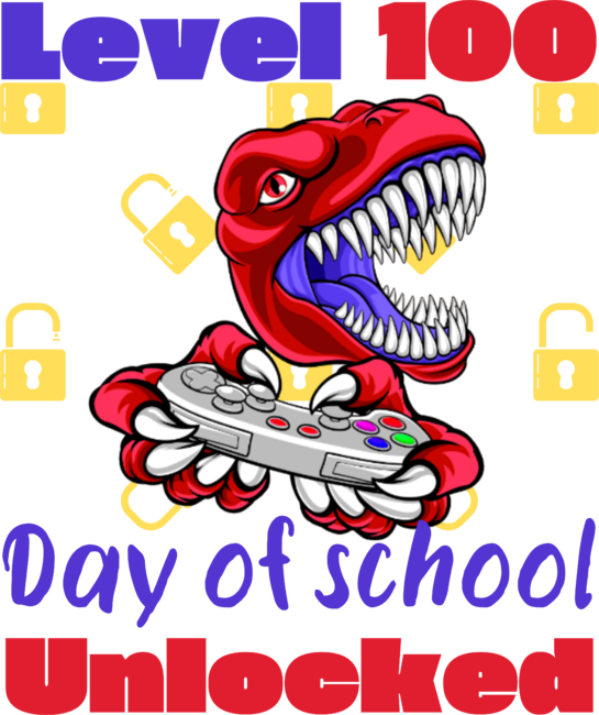 100th Day Of School T-Rex For Gamer Kids Boys Happy 100 Days by Rexregumdesign