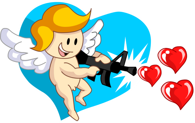 Kawaii Angel with  Machine Gun of Heart for Valentine's Day