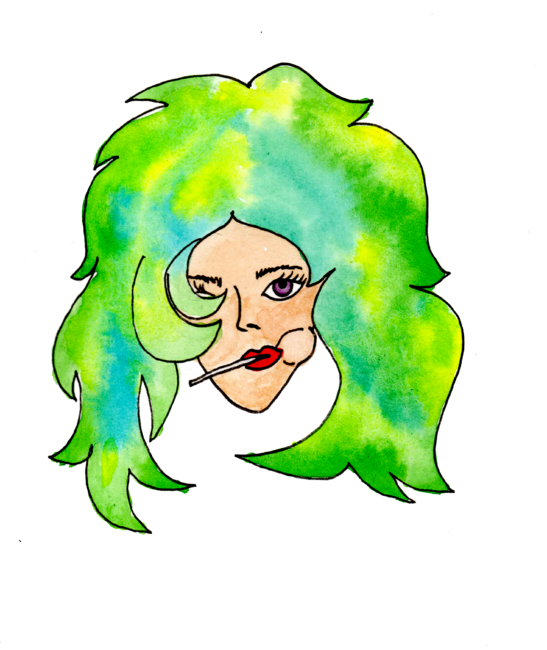 green haired girl