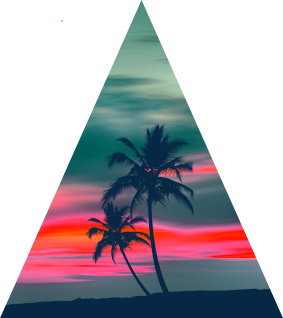 Palm trees and sunset by wamtees