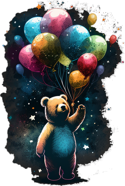 teddy bear hold balloons