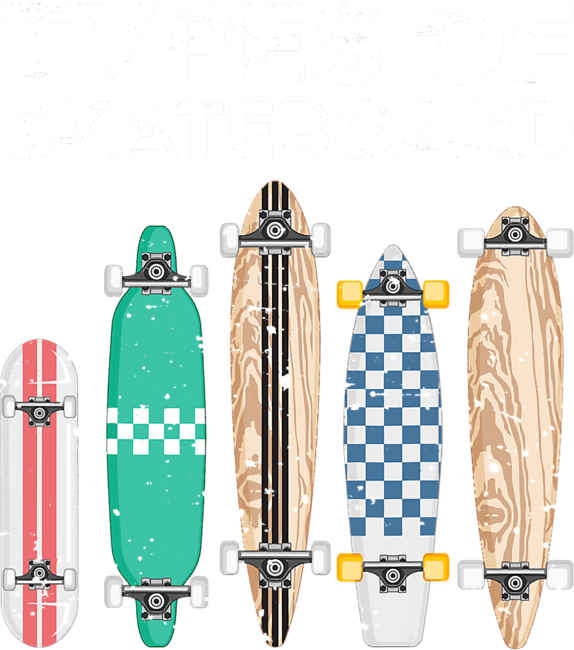 Types of skateboards T-Shirt by ArtsByAsia