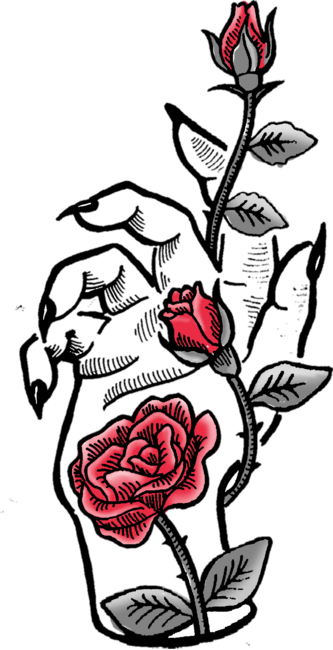 Rose and hand