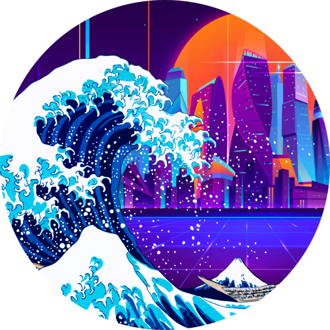 Synthwave Space: The Great Wave off Kanagawa