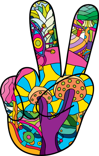 Victory Hand Psychedelic Hippie 60s Symbol