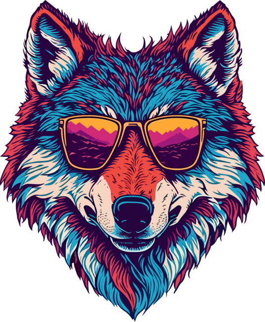 Fashionable Wolf portrait with vibrant colors by Printodelo