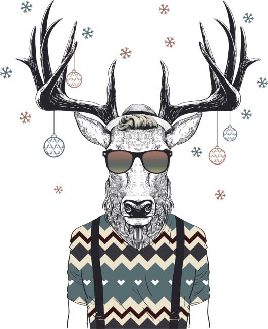 Hipster Deer Ugly Christmas Holiday Design by LuckyU