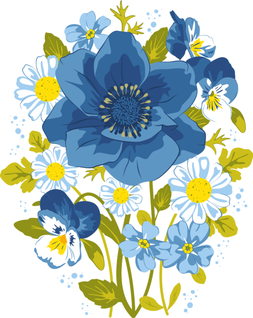 Bouquet (Anemone, pansies, chamomile and forget-me-not)