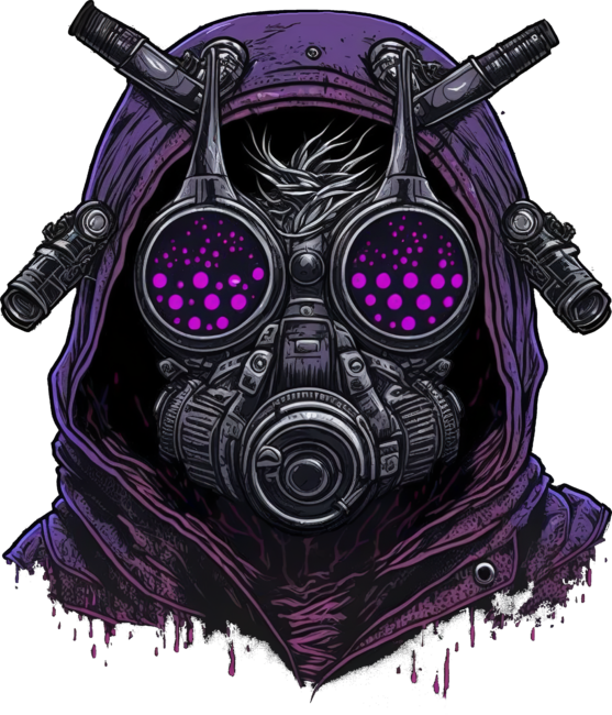 Purple Insect Gasmask Man