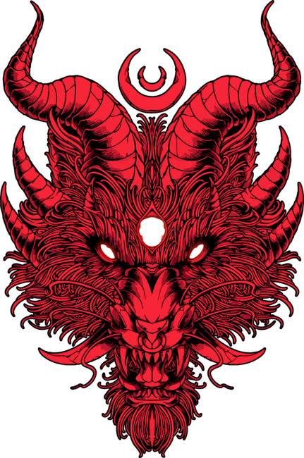 Red Creepy Angry Devil Goat Tattoo by Illustronii