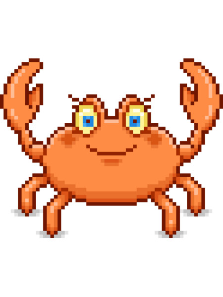 Funny pixel art cartoon crab