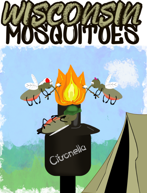 Wisconsin Mosquitoes Cartoon - Camping by Tiki Torch