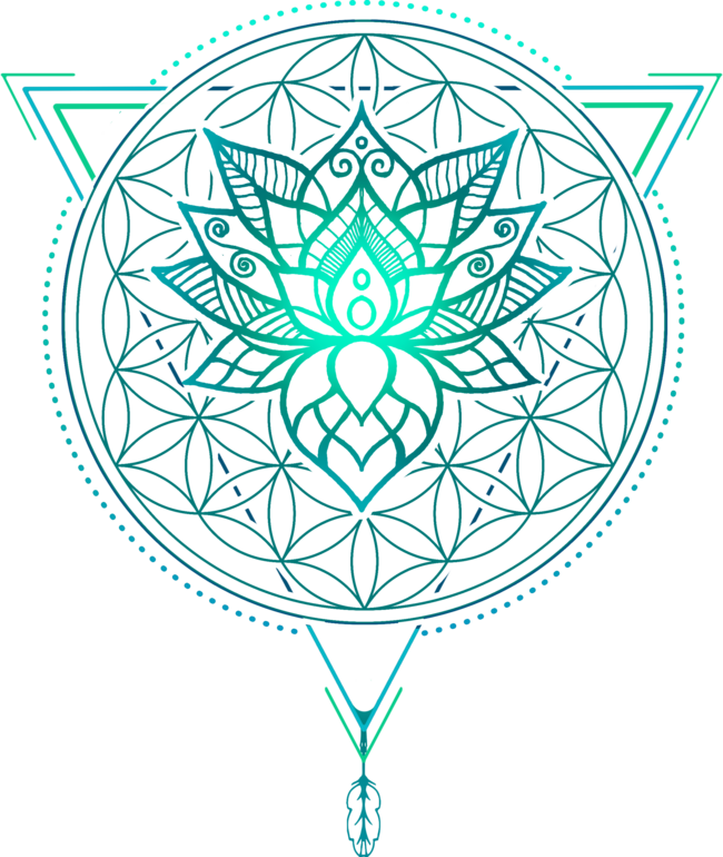Lotus Flower of Life Mandala in Geometric Triangle by Rogie