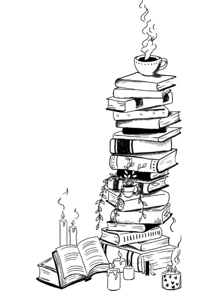 Stack of books and coffee