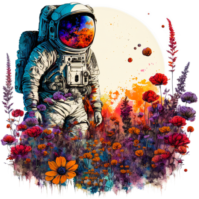 Astronaut and Flowers