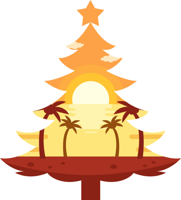 Cool Christmas in July Christmas Tree Sunset by destiny29