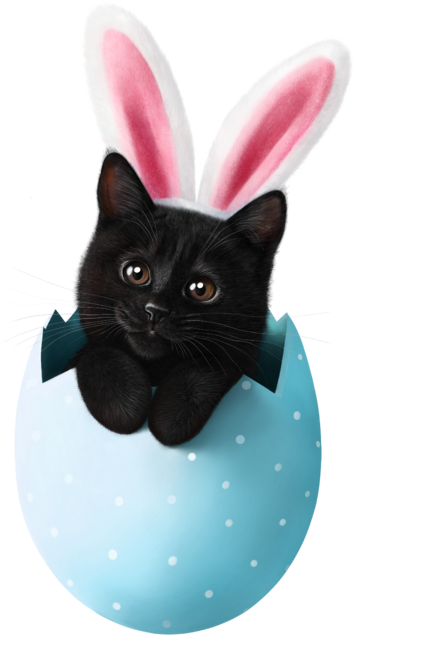 Easter black cat by kodamorkovkart