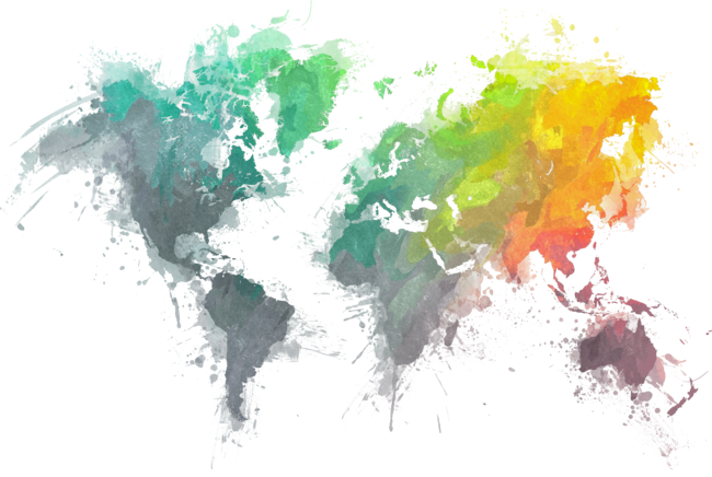 world map splash color