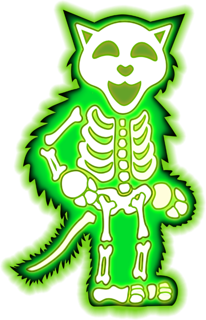 Skeleton Cat 3 - Green by capartwork