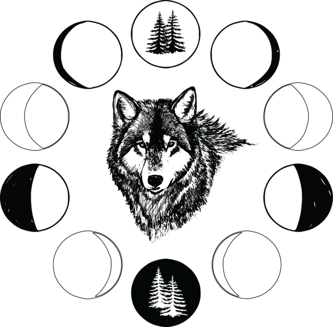 Moon circle /wolf by ValeriaSaluteDesign