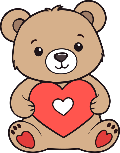 Bear cub with a love symbol
