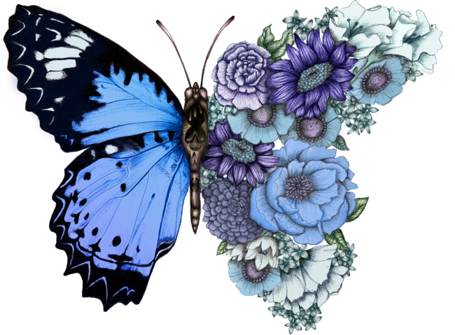 Blue Butterfly in Bloom