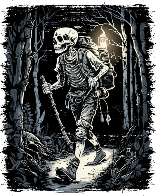 Light Will Guide My Way- A Backpacker Skeleton