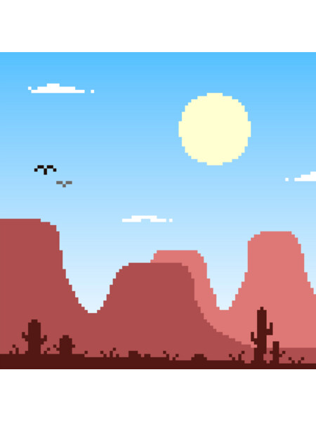 Pixel art american desert landscape
