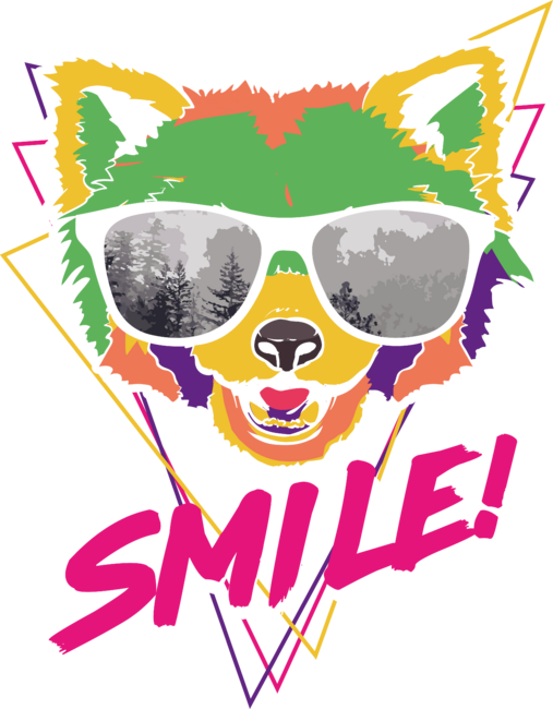 Smile Red panda with sunglasses trippy art by Otaizart