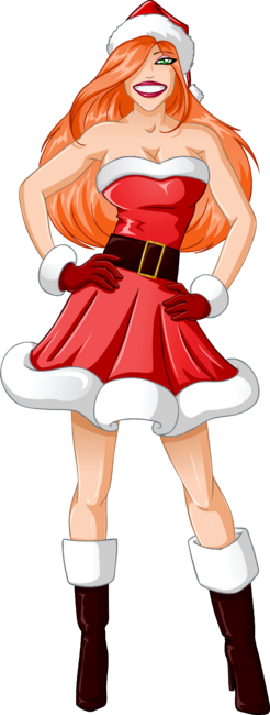 Woman Dressed In Sexy Santa Clothes For Christmas