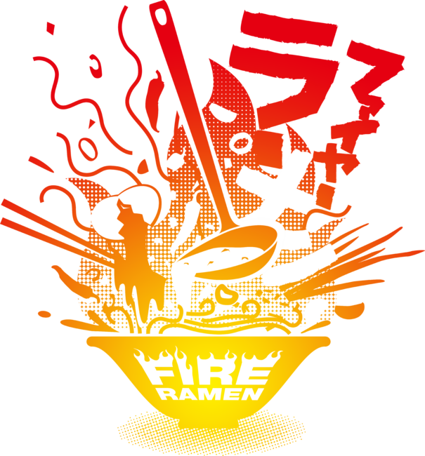 Fire Ramen Japanese Anime Style.