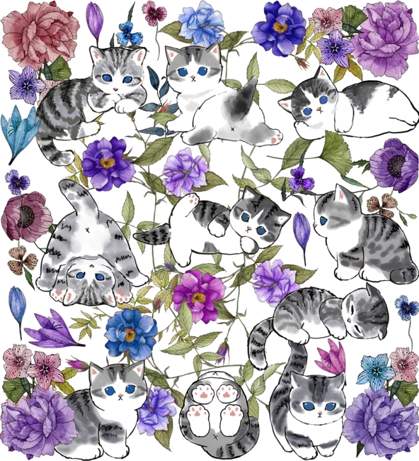 Cat Kitty Floral