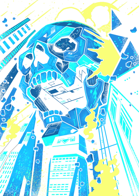 Invasion of the Giant Techno Skulls by artlahdesigns