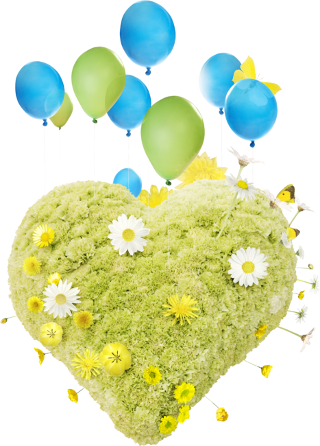 Green Heart with Balloons