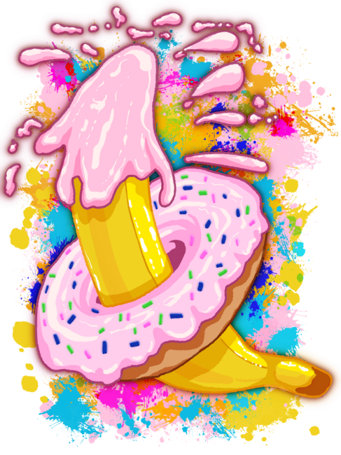 Fondant donut and banana with fruit splashes by AlweeCeed