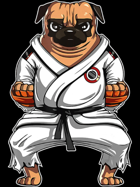 Karate Martial Arts Taekwondo Cute Pug Dog by DesignNIcePro
