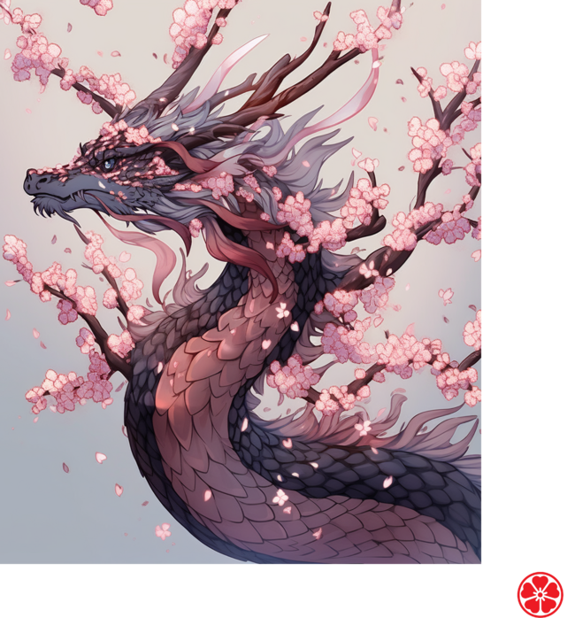 Japanese Dragon Sakura Cherry Blossom Enjoy The Silence Kanji by FayaLina