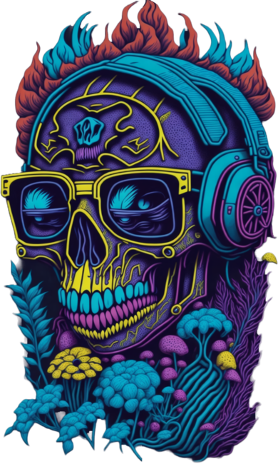 music skull cyberpunk