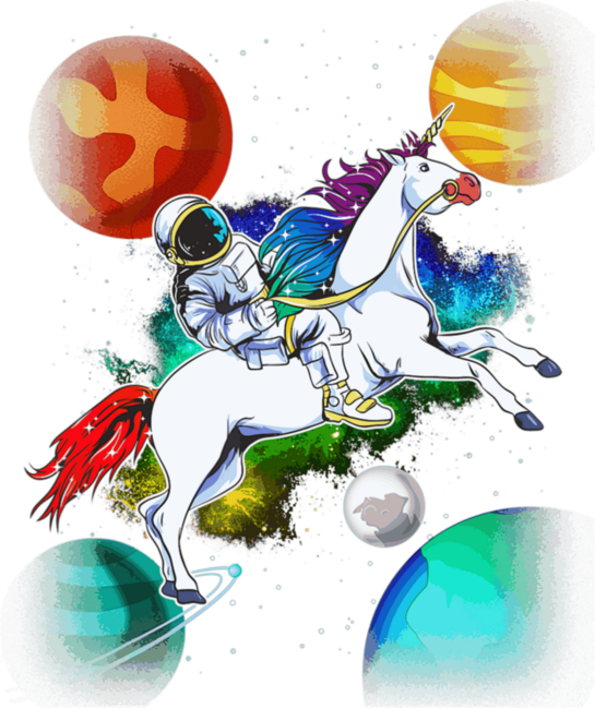 Astronaut Riding Unicorn Space Science