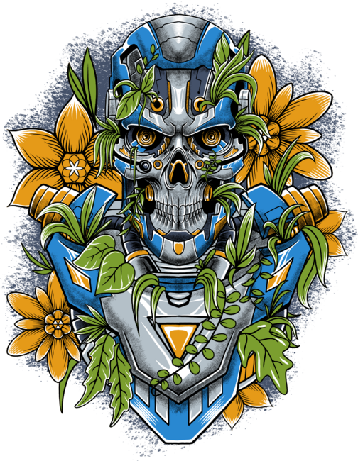 Scary Robot with Flowers by masadam