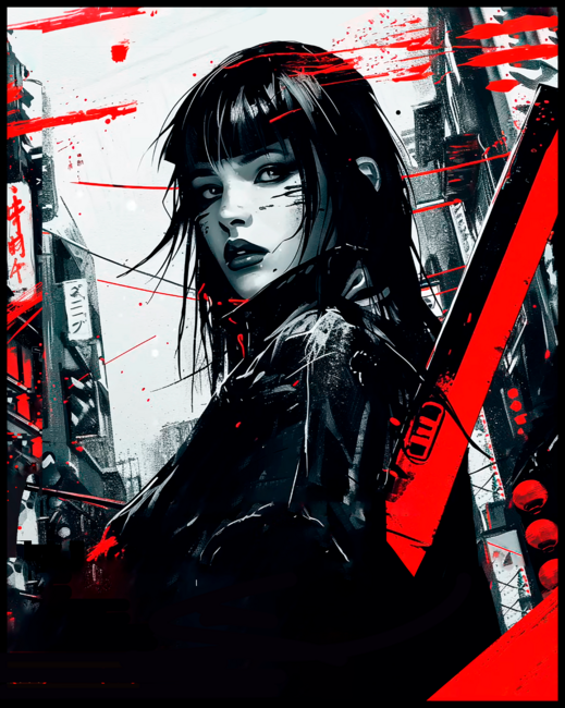 Cool Samurai Cyberpunk Girl by OWLvision