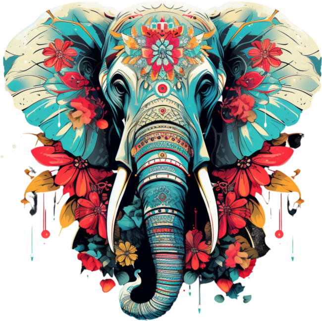 Sugar Skull Elephant Flowers Graphic by AlexaGoodies
